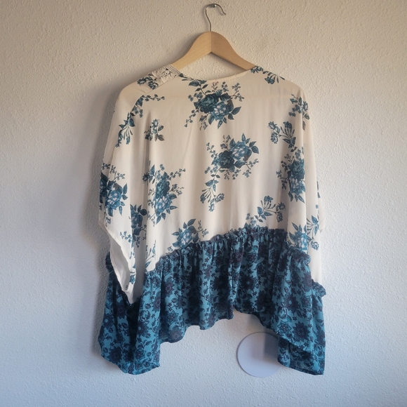 Stella Tweed Floral Print Open Front Kimono Sleeve Cardigan Womens One Size - Picture 5 of 6